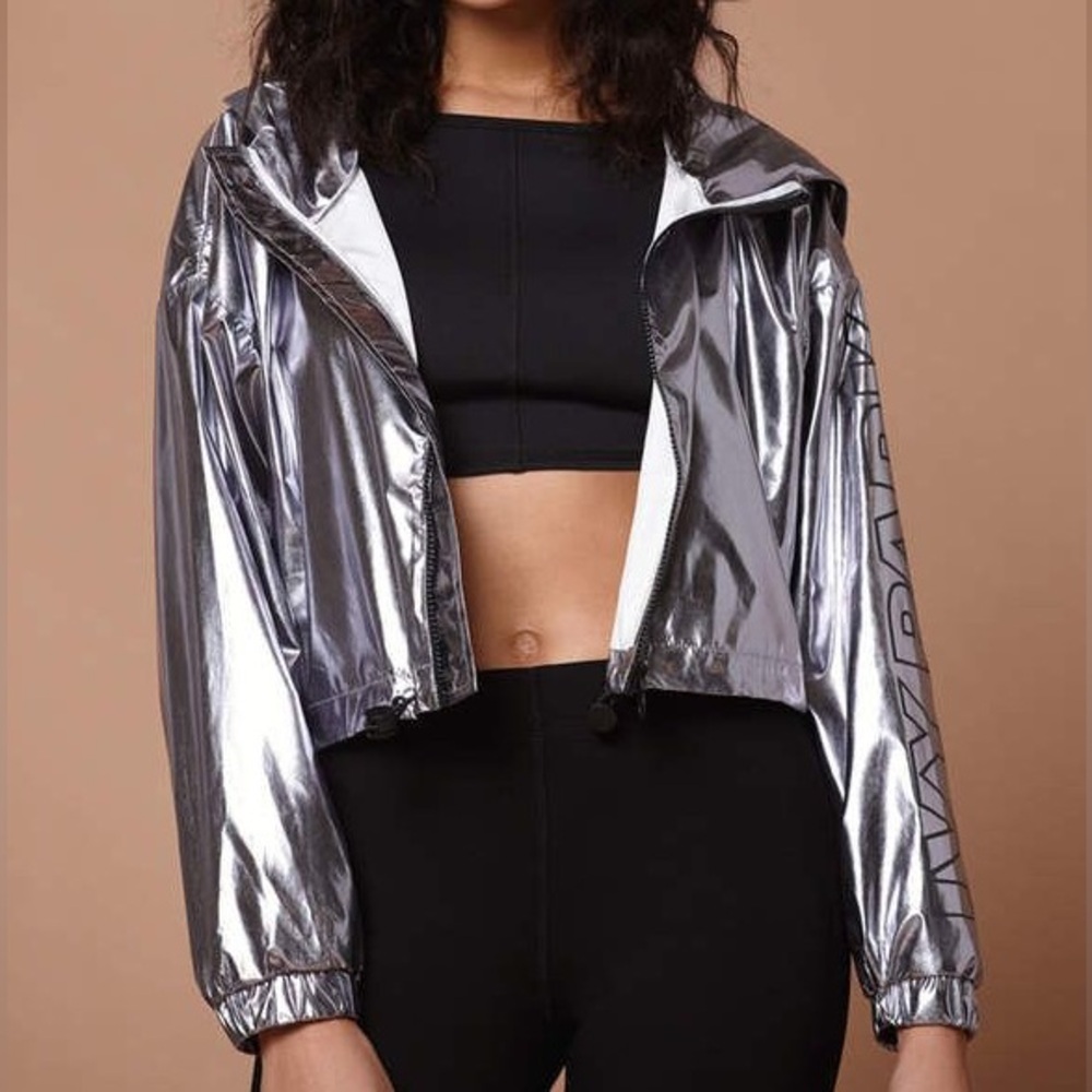 Ivy Park Metallic Cropped Shell Jacket